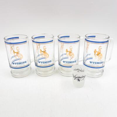 WYOMING BEER GLASSES AND SHOT GLASS