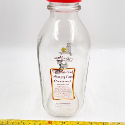 â€œCATâ€™S MEOW MILKâ€ SYLVESTER AND TWEETY BIRD GLASS MILK JUG