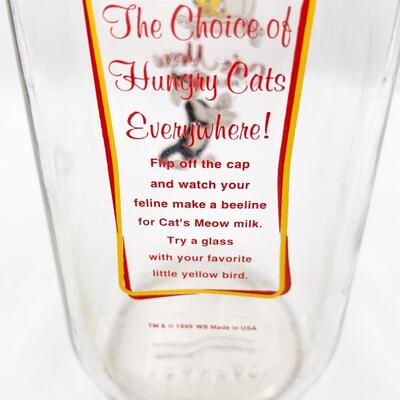 â€œCATâ€™S MEOW MILKâ€ SYLVESTER AND TWEETY BIRD GLASS MILK JUG