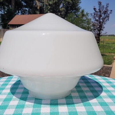 Lot 3: Vintage Large White Glass Schoolhouse Light Cover