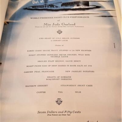 Lot #62  Fabulous All original Judy Garland Las Vegas Premier Menu/Program - 1956!