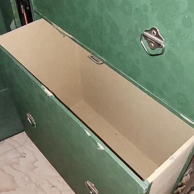 Lot 14: Hartman Trunk Co. Train/Steamer Wardrobe Chest - Black with Brass Hardware & Green Interior Great Condition!