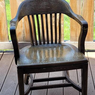 Lot 15: Vintage Wood Chair (has surface wear consistent with age)
