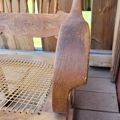 Lot 20: Antique North Wind Rocker with Cane Seat late 1800's/early 1900's