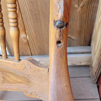 Lot 20: Antique North Wind Rocker with Cane Seat late 1800's/early 1900's