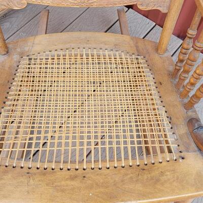 Lot 20: Antique North Wind Rocker with Cane Seat late 1800's/early 1900's