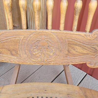 Lot 20: Antique North Wind Rocker with Cane Seat late 1800's/early 1900's