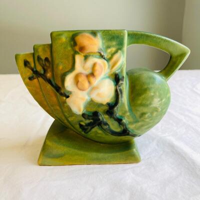 LOT 66 ST  ROSEVILLE POTTERY ART DECO GREEN FLOWER ARRANGERS VASE MAGNOLIA 