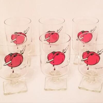 Lot #77  Great set of vintage Capri of California Bloody Mary Glasses - 8 in all!