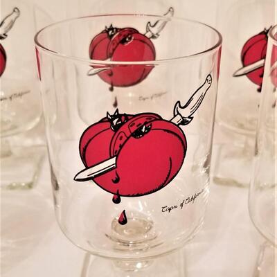 Lot #77  Great set of vintage Capri of California Bloody Mary Glasses - 8 in all!