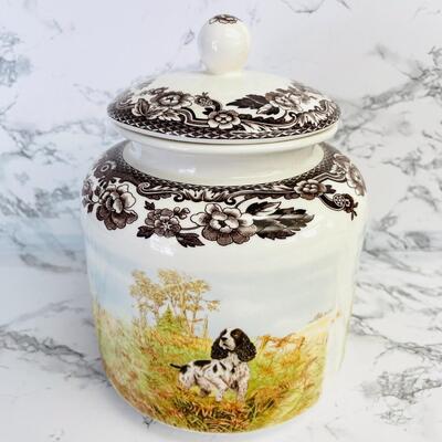 LOT 93 ST  SPODE WOODLAND HUNTING DOGS TREAT CANISTER 