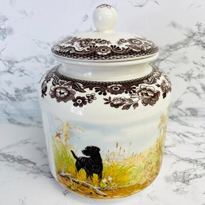 LOT 93 ST  SPODE WOODLAND HUNTING DOGS TREAT CANISTER 