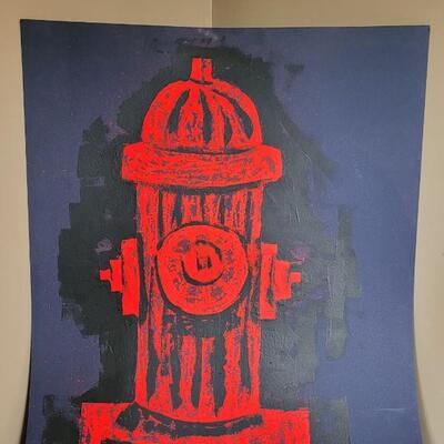 Lot 30: Red Fire Hydrant Original Artwork
