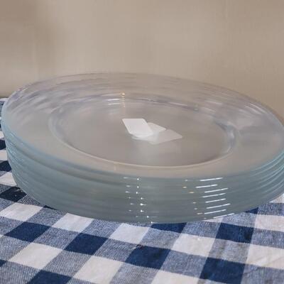 Lot 51: Glass Dinner & Salad Plates and Glass Cannister 