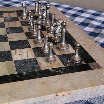 Lot 61: Marble Chess Board Set