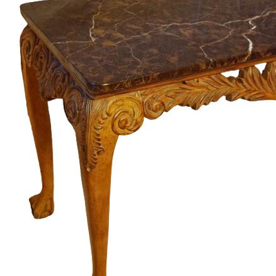 Antique Italian Carved Wood Granite Top Entry Table Sofa Table NICE