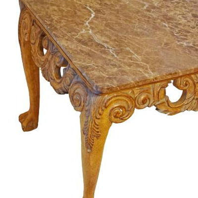 Antique Italian Carved Wood Granite Top End Table NICE