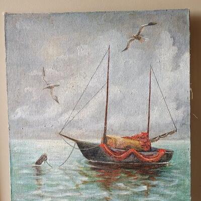 Lot 80: Sailboat Painting 