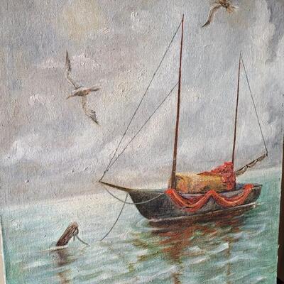 Lot 80: Sailboat Painting 