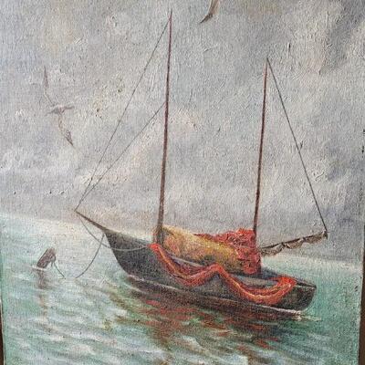 Lot 80: Sailboat Painting 