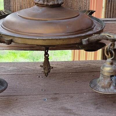 Lot 84: Antique Copper Light Fixture (missing a light)