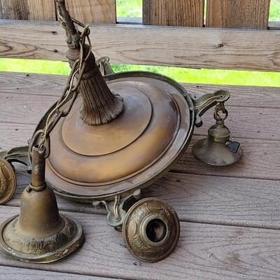 Lot 84: Antique Copper Light Fixture (missing a light)