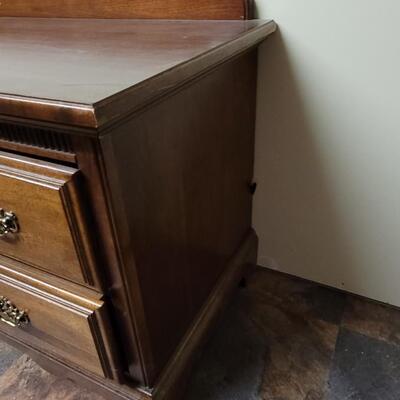 Lot 90: STANLEY 4 Drawer 6ft. Long Dresser #2 (has a little damage, piece is still attached and can be repaired)