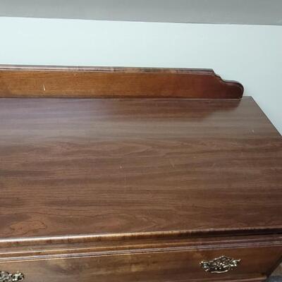 Lot 90: STANLEY 4 Drawer 6ft. Long Dresser #2 (has a little damage, piece is still attached and can be repaired)