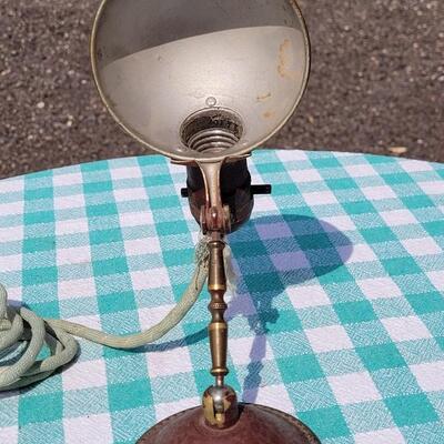 Lot 91: 1920's Lamp with Green Dabric Cord and Red Chippy Paint