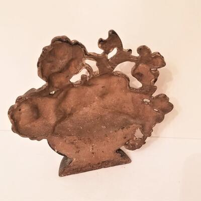 Lot #90  Antique Cast Iron Flower Basket Door Stop