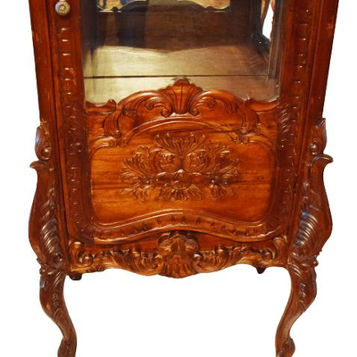 Antique Hand Carved Mahogany Claw Foot China Cabinet Curio Glass Doors and Sides 79" x 27" x 15"