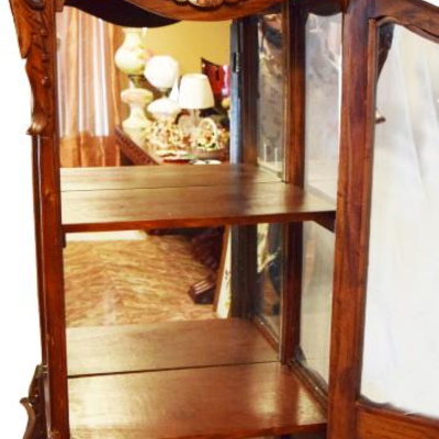 Antique Hand Carved Mahogany Claw Foot China Cabinet Curio Glass Doors and Sides 79" x 27" x 15"