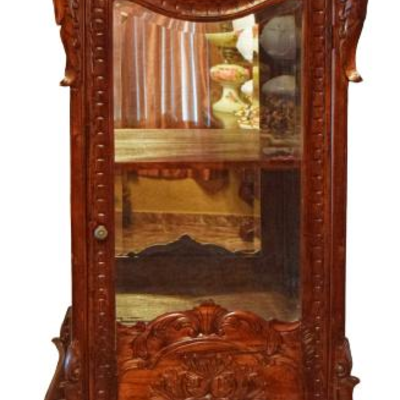 Antique Hand Carved Mahogany Claw Foot China Cabinet Curio Glass Doors and Sides 79" x 27" x 15"
