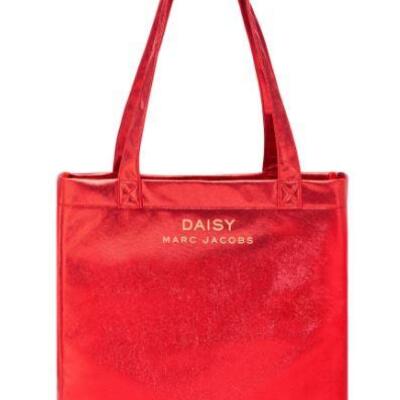 Designer Marc Jacobs Daisy Metallic Red Tote New 14" x 14" x 5"