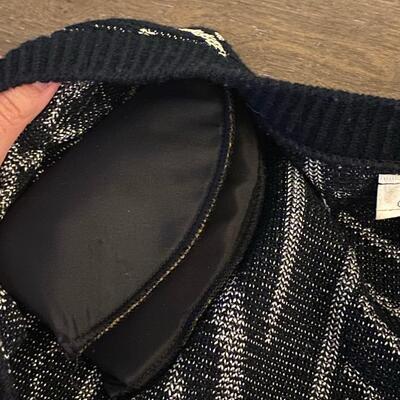 Retro Black & Gray Silver Geometric Diamond Button Front Cardigan Sweater