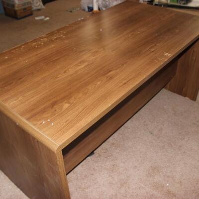 LARGE DESK AND WOODEN CHAIR