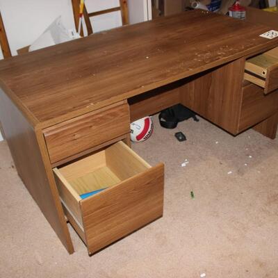 LARGE DESK AND WOODEN CHAIR