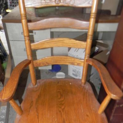 LARGE DESK AND WOODEN CHAIR