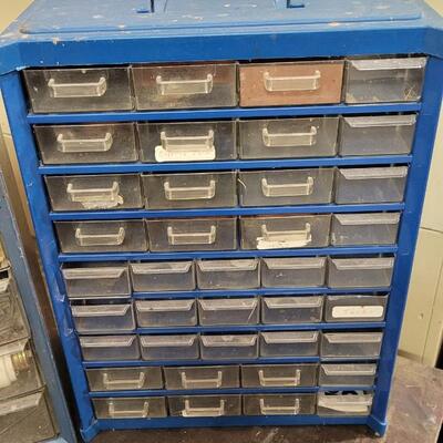 Lot 106: (2) Organizer Towers (1 filled with hardware,  1 empty) 