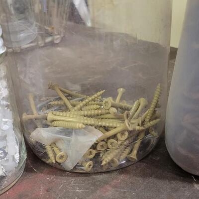 Lot 108: Large Assortment of Hardware in Jars 