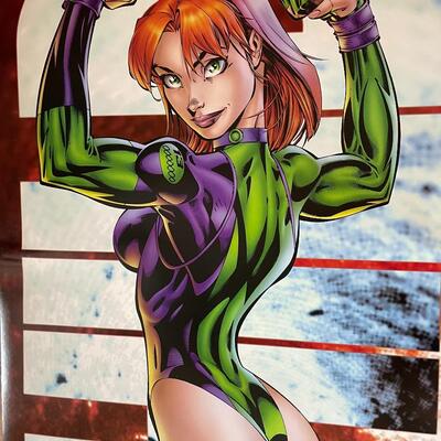 1995 â€œCAITLIN FAIRCHILDâ€ EXTRA TALL POSTER BY J. SCOTT CAMPBELL - FROM â€œGEN 13â€ COMIC BOOK