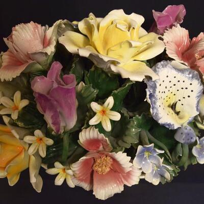 Large Capodimonte Porcelain Flower Arrangement 13" tall x 16" wide