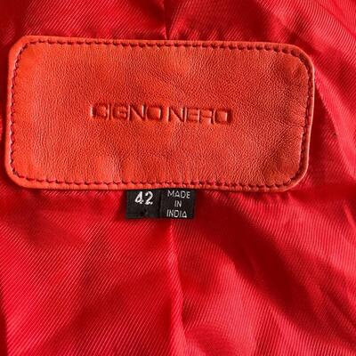 LOT 138  BIGHT CORAL LEATHER MOTO JACKET BY CIGNO NERO MADE IN INDIA SIZE 42 