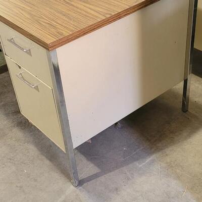 Lot 110: Vintage Metal and Wood Office Desk #1