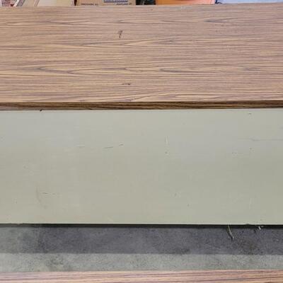 Lot 111: Vintage Metal and Wood Office Desk #2