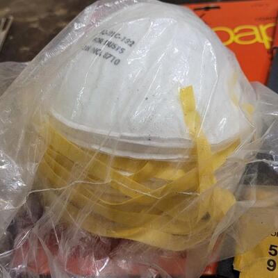 Lot 128: Assorted Sandpaper Packs + (2) Safety Glasses and Pack of Dust Masks