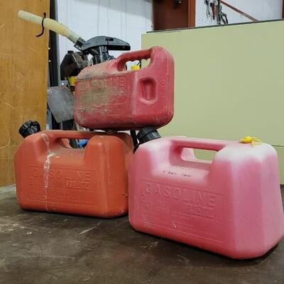 Lot 132: (3) Red Plastic Gas Cans 