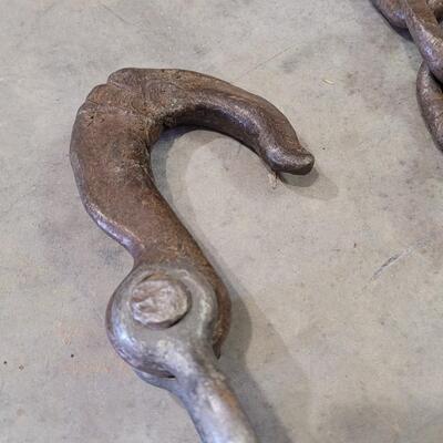 Lot 158: Large Vintage Tow Chain w/ (2) Hooks 