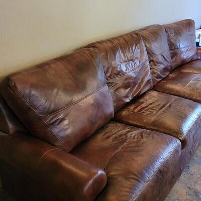 Lot 163: La-z-Boy 10ft. Long (2 Pieces) Leather Brown Couch