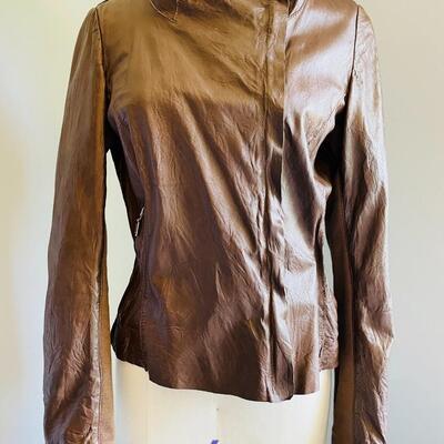 LOT 139  UNSTRUCTURED BROWN LEATHER JACKET CIGNO NERO SIZE 42